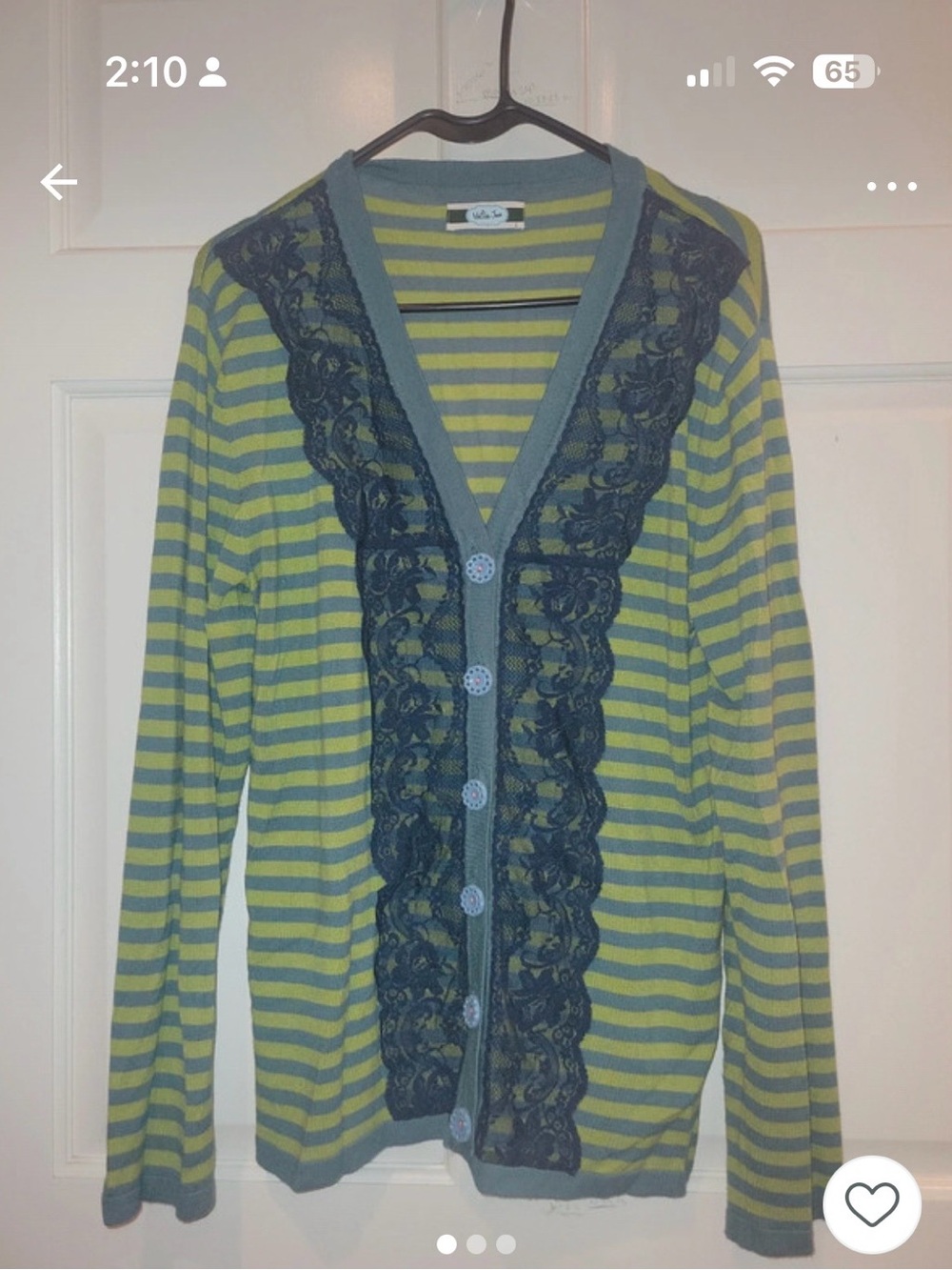 Matilda Jane Green and Teal Striped Lace-Trim Cardigan